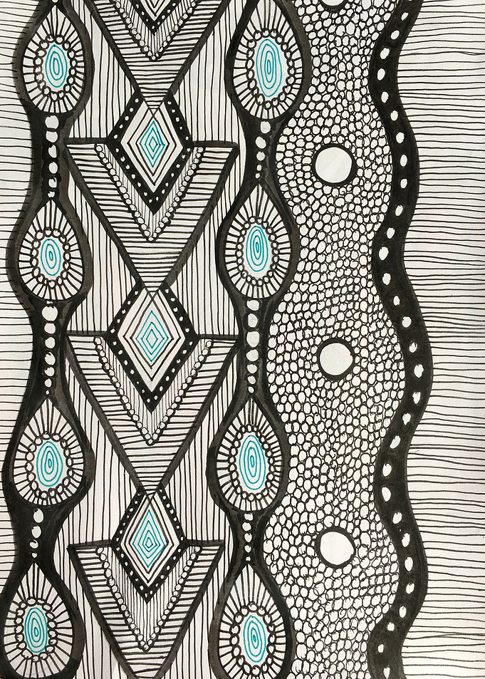Geometric ZenDoodle- Ink on paper