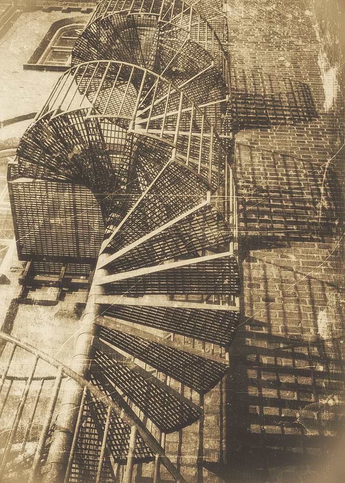 Winding staircase in retro style.