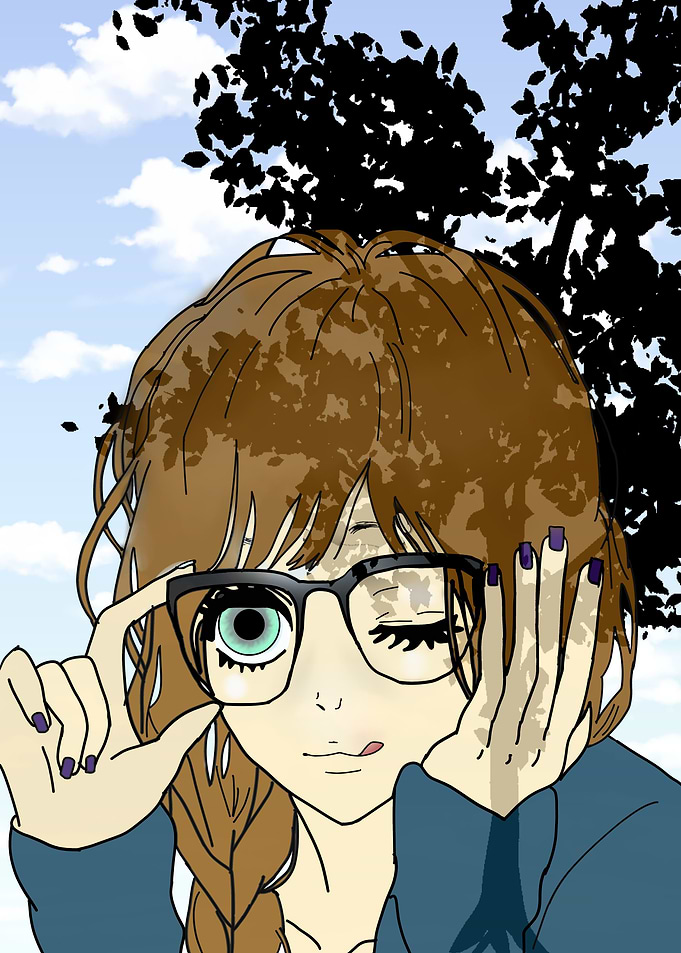 a ghost like girl stood in front a tree, seemingly havi ...