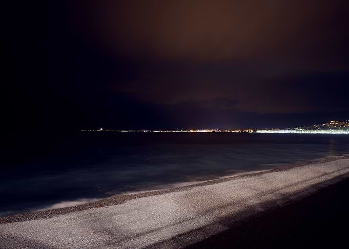 Looking over Nice airport at night