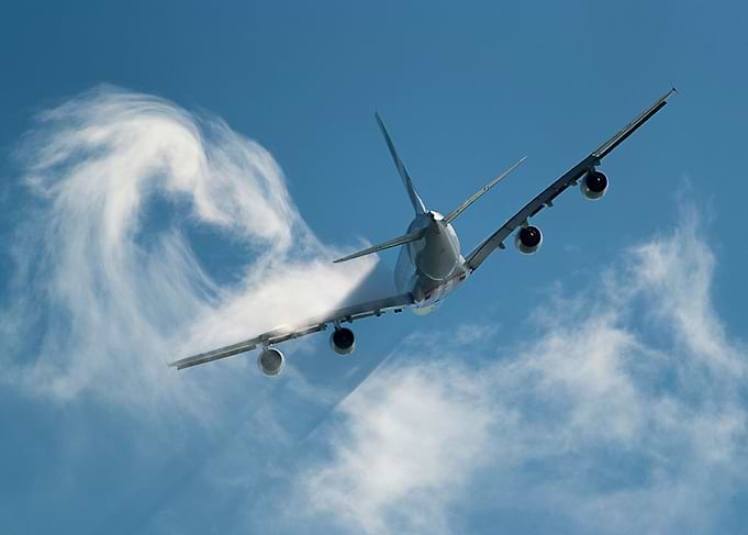Airbus A380 taking off from Barcelona airport crossing ...