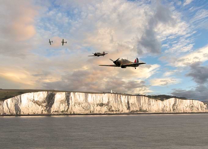 Two pairs of Hawker Hurricanes head for home after patr ...