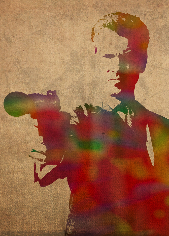 Pierce Brosnan as James Bond 007 Watercolor Portrait