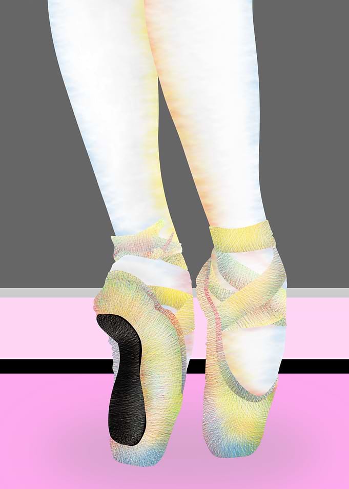 The legs of a ballet dancer, standing on their toes, we ...
