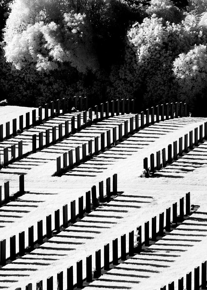 shadows cast by commenwealth war graves