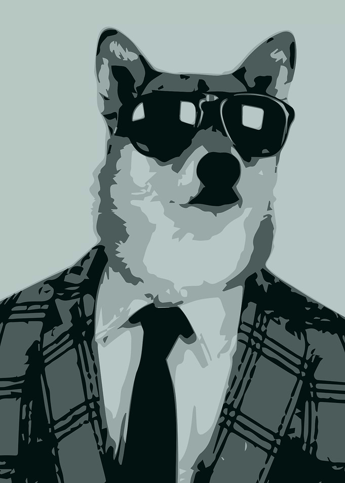 Cool dog in a suit