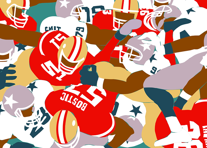 Illustration of a pile up in American Football