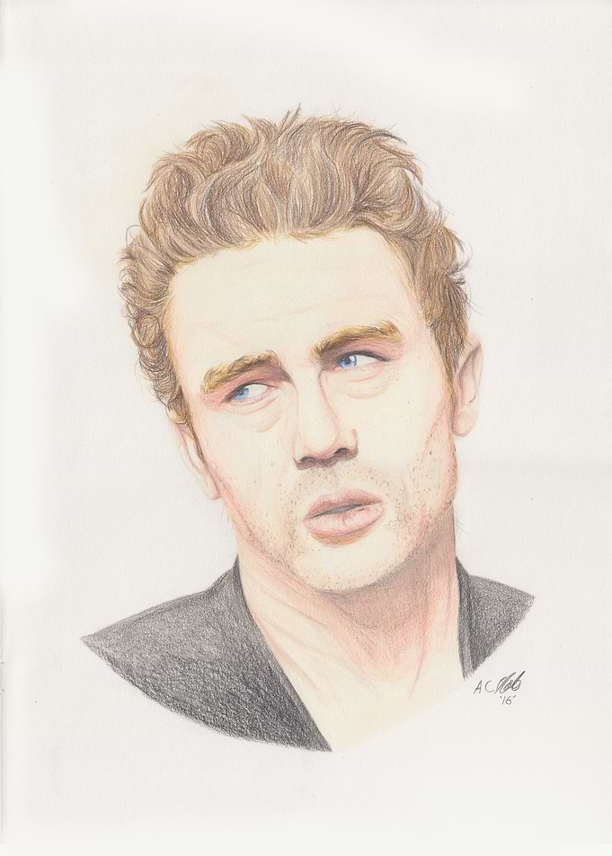 Drawing of the movie legend, actor James Dean drawn usi ...
