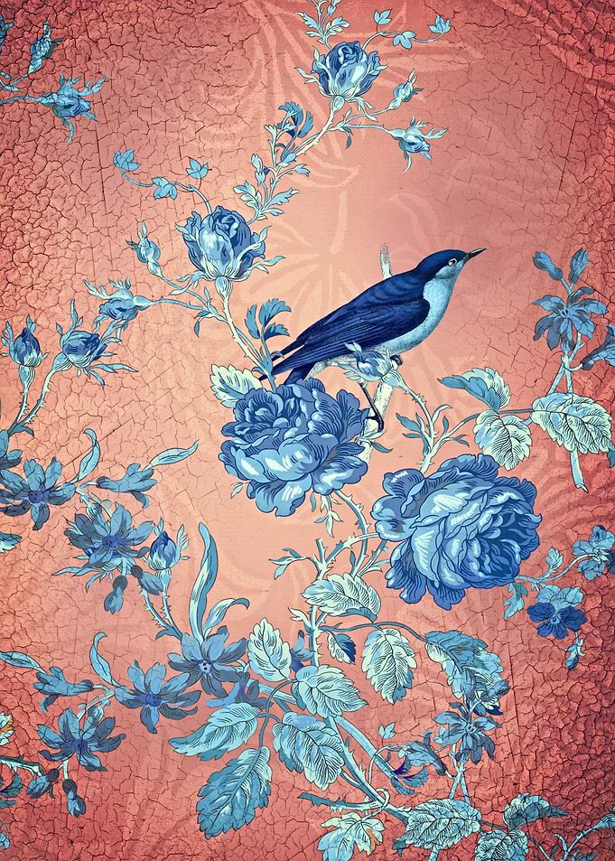Collage in Indigo and Marsala