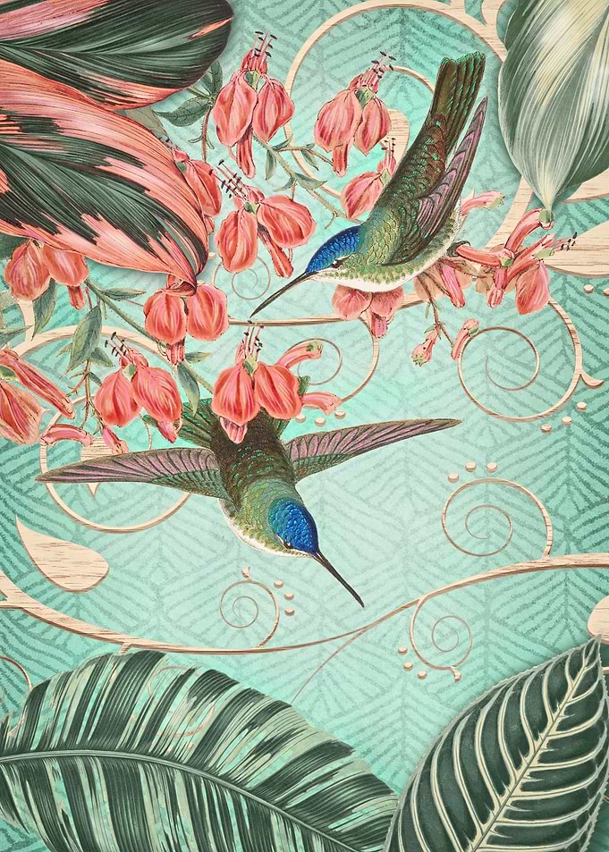Tropical Mint and Coral Collage