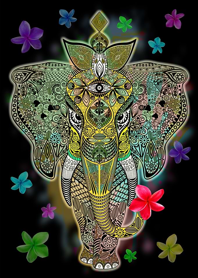 Elephant Zentangle Doodle Art