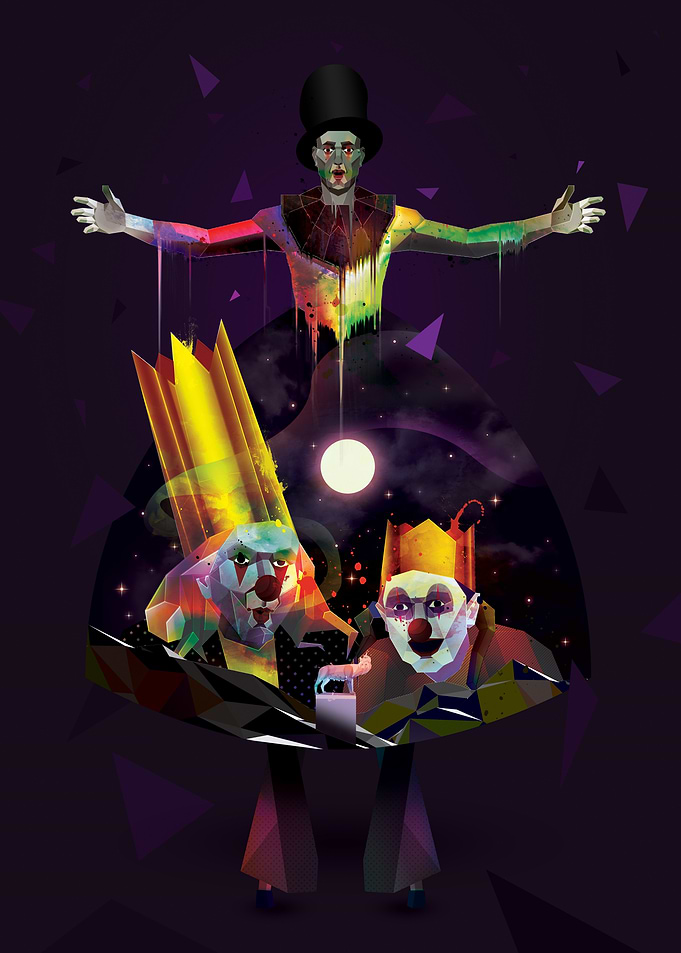 Clowns parade in the middle of the night