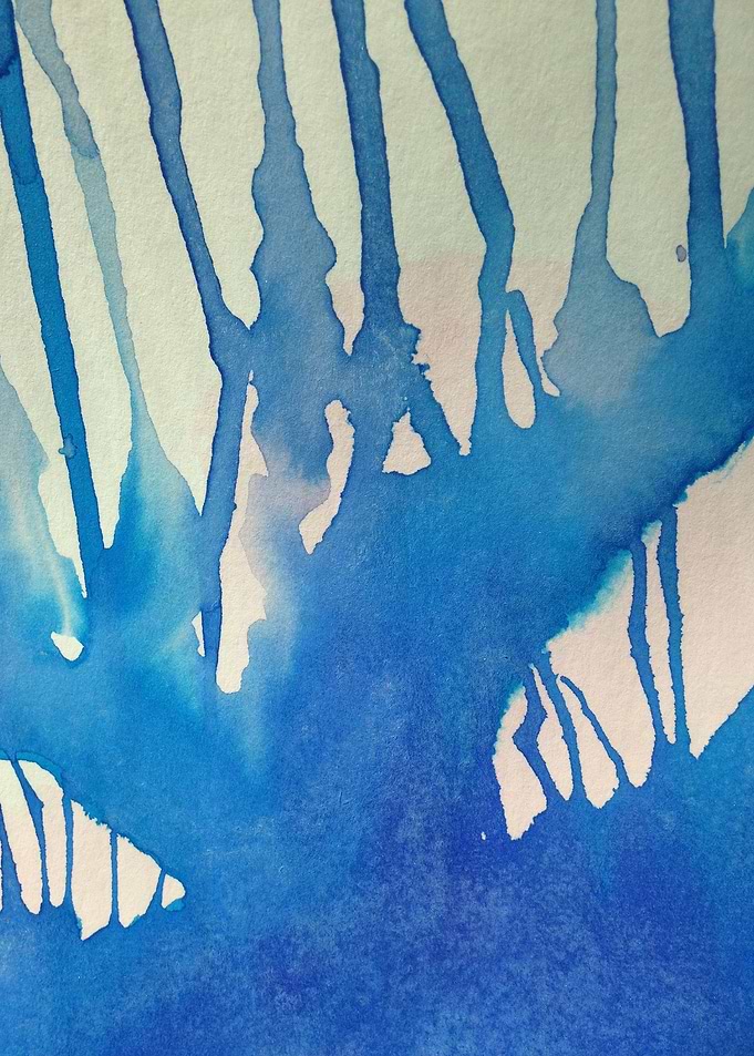 improvised watercolor painting using drips of paint