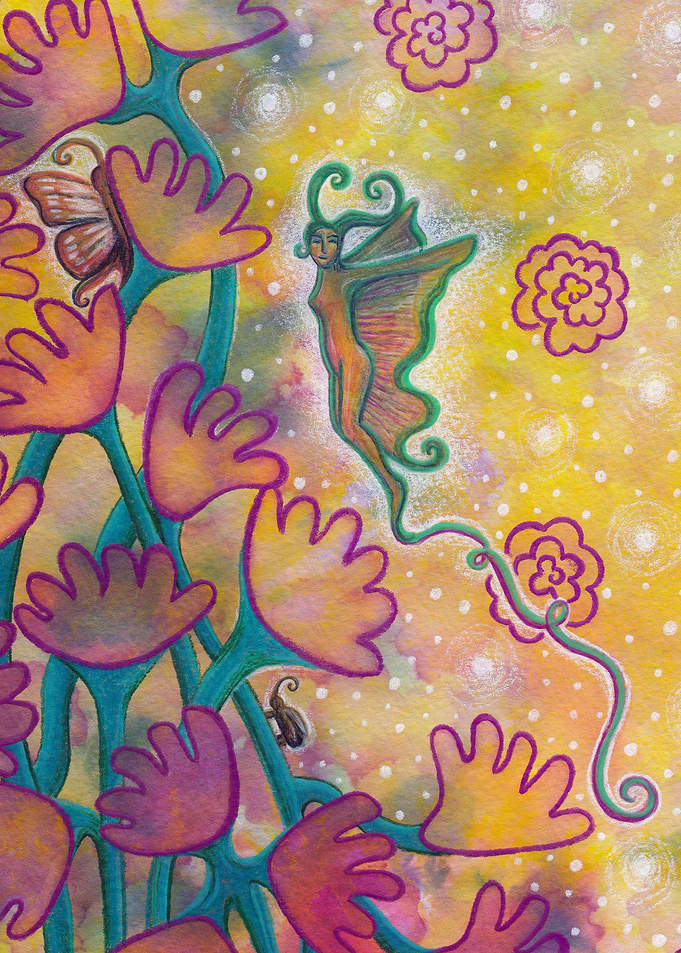 Garden Fairy - mixed media