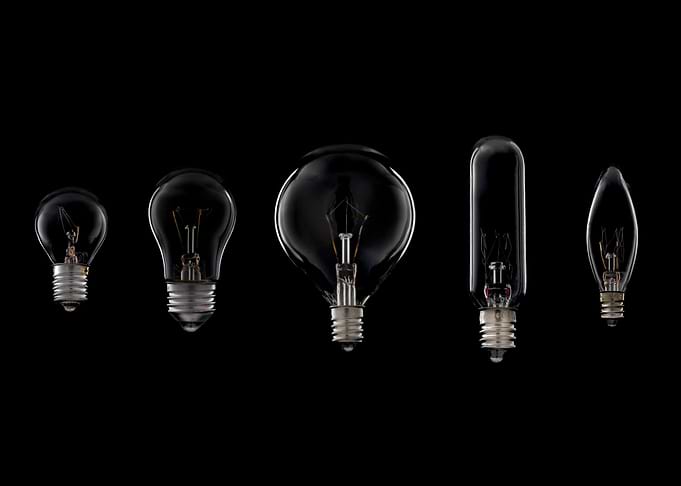 Light bulbs on black.