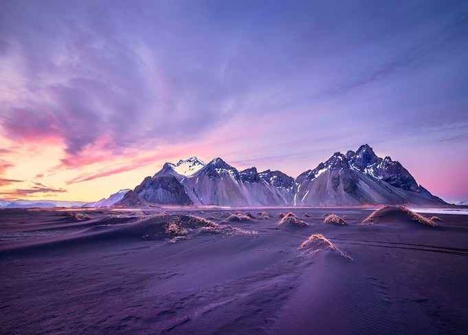 Vestrahorn mountain is a 454 meter high mountain overlo ...