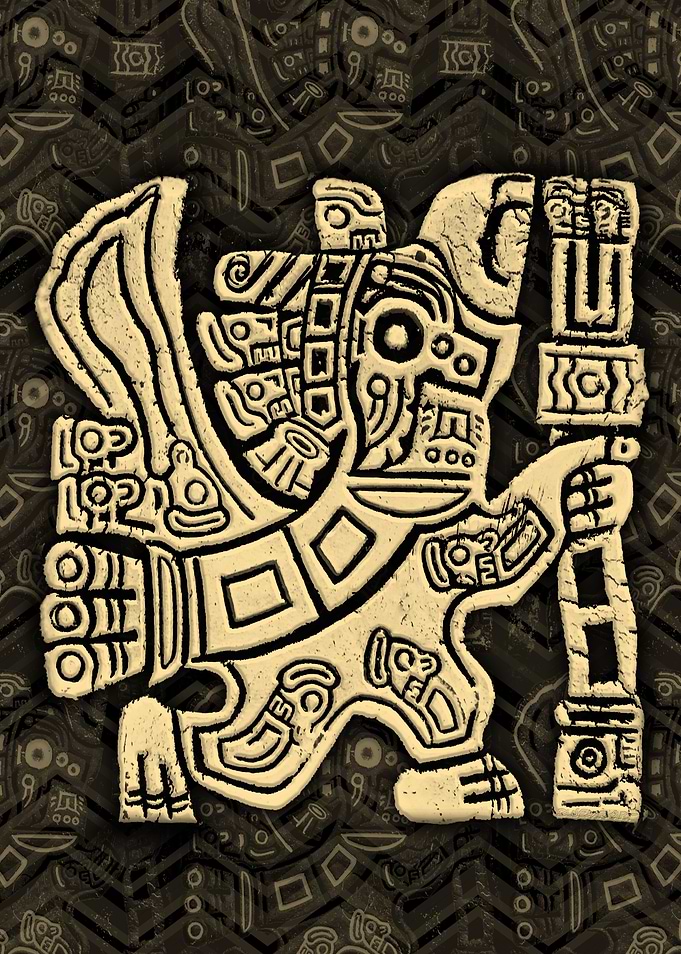Aztec Eagle Warrior Grunge Bas-relief
