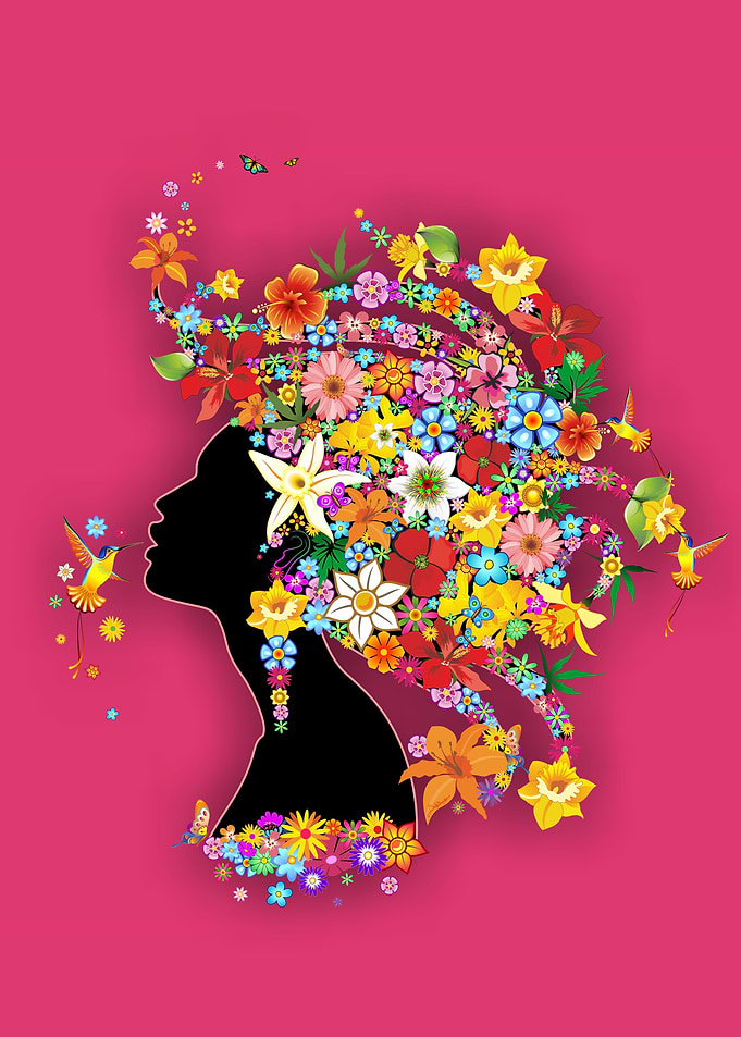 Hummingbird Kiss on Floral Girl