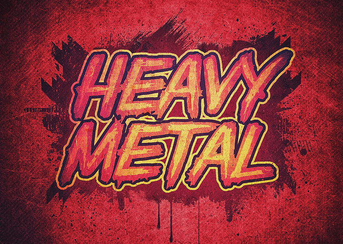 HEAVY METAL! ( Green Splatter Typo Design ) Hardcore s ...