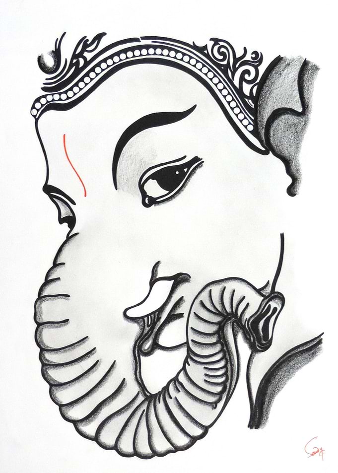 Original sketch on paper in pen and pencil.