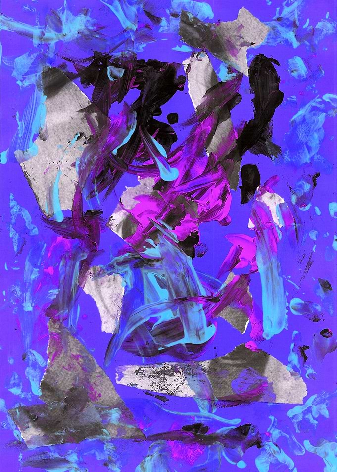 THRASHED! blueby Gasponce Collage, fingerpainting & acr ...