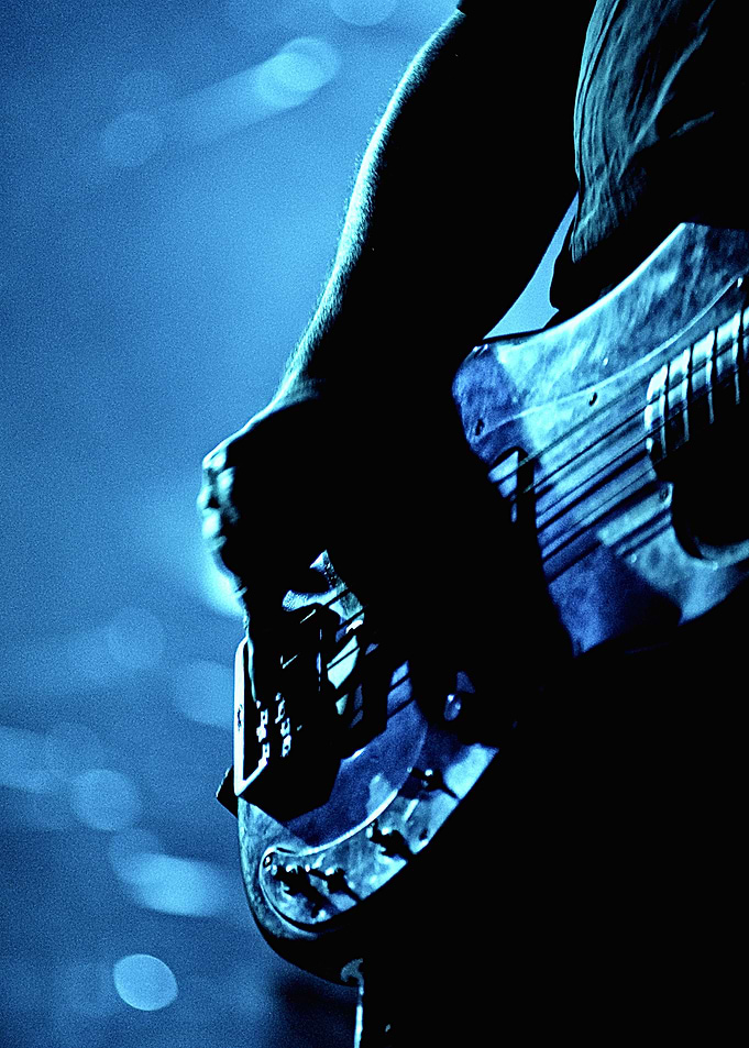 Bass guitar in blue