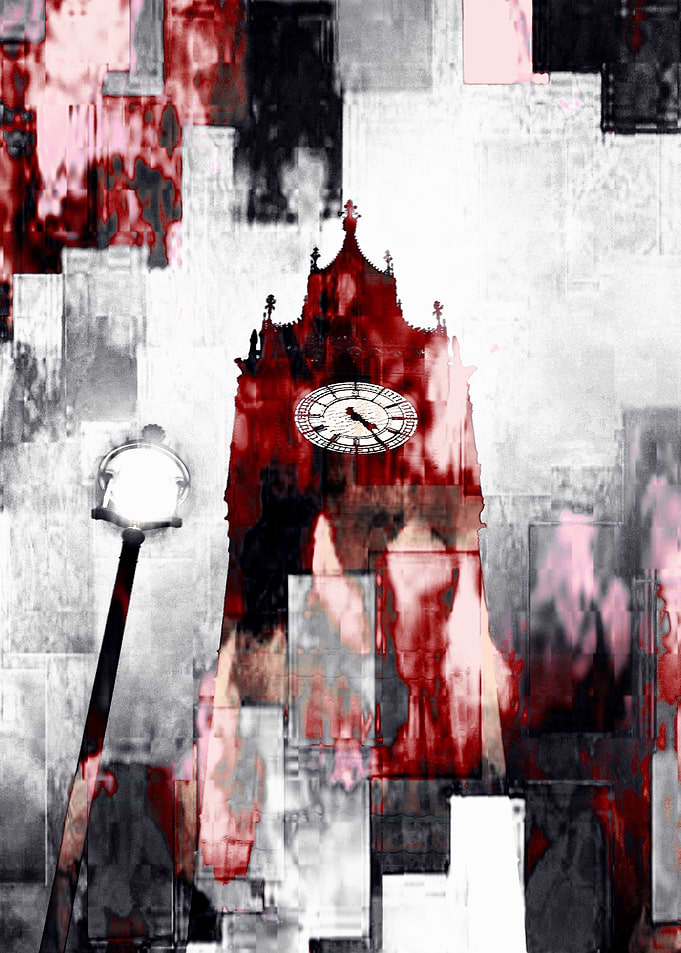 A colourful digital image of the famous Big Ben clock i ...