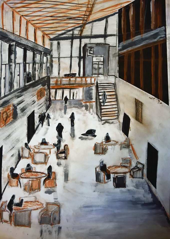 'Everyday' - Collage, acrylic, charcoal and pencil of a ...