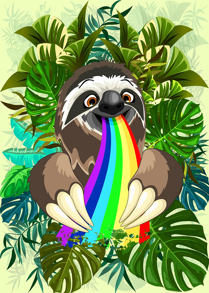 Sloth Spitting Rainbow Colors