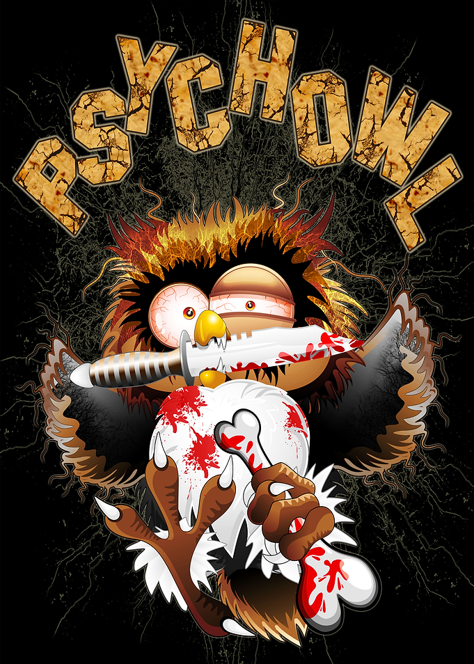 Psycho Owl Killer Black Humor Cartoon