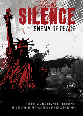 Silence Enemy of Peace - a motivational poster with a d ...
