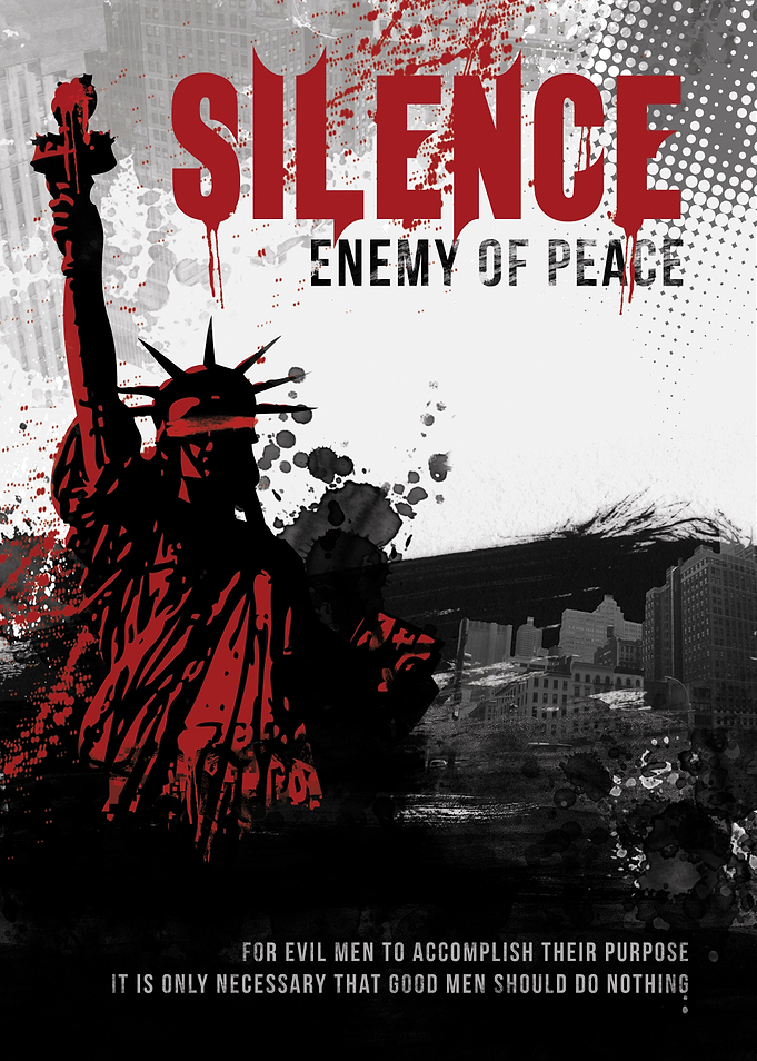Silence Enemy of Peace - a motivational poster with a d ...