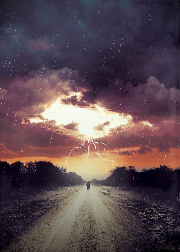 Storm Watching - an ominous storm approaches in the dar ...