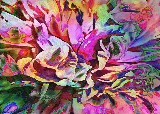 Abstract Colorful Painted Peony
