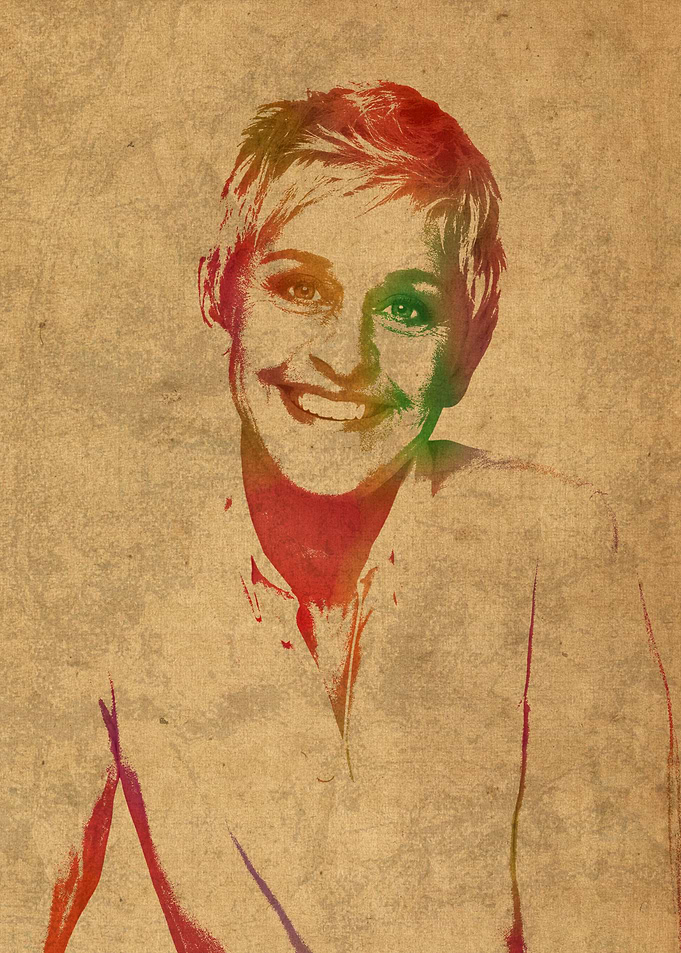 Ellen DeGeneres Watercolor Portrait