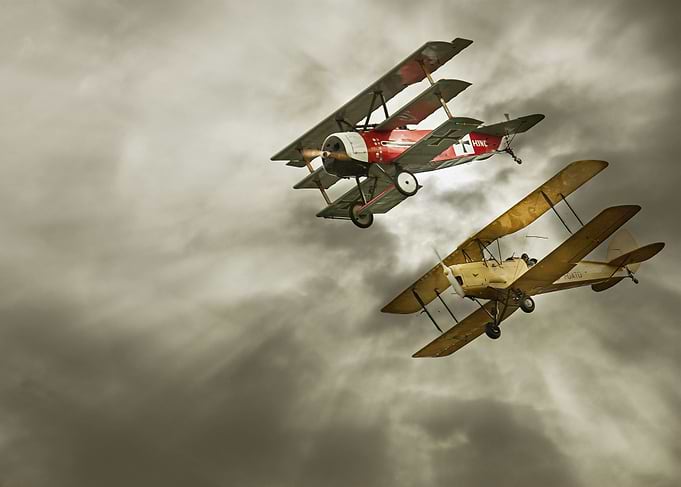 old planes flying into the sky for an hystorical party. ...