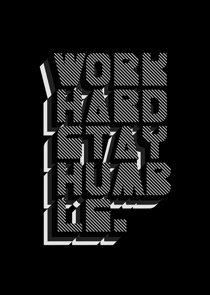 Work Hard Stay Humble - Inspirational Poster - On Black ...