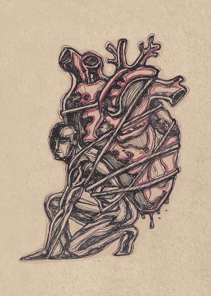 hand drawn; illustration; drawing; ink; man; silhouette ...