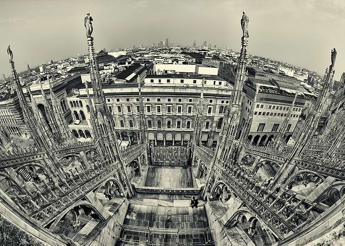 I took the picture from the top of Duomo di Milano. The ...