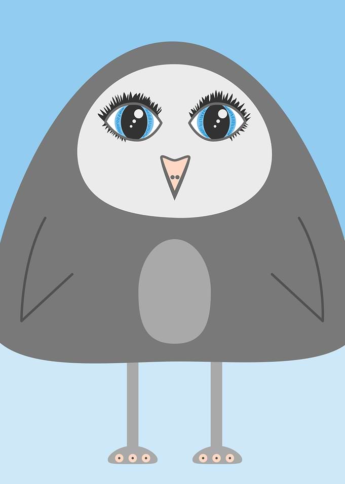 Geometric illustration of a cute cartoon penguin with b ...