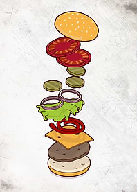 cheeseburger exploded - isometric