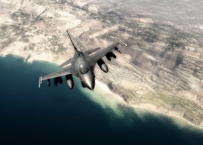 United States Air Force F16 Fighting Falcon on a patrol ...