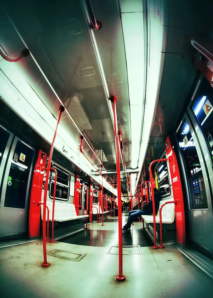 a lone traveller on the subway in Milan. A shot I took ...