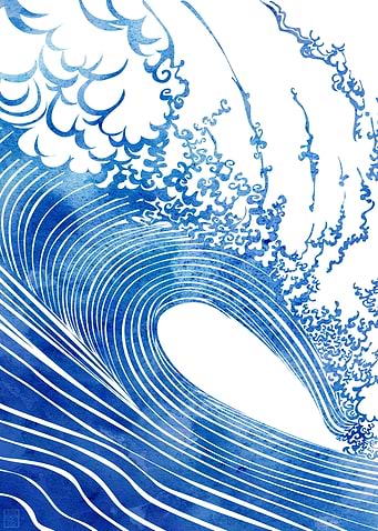 Blue Wave — A wave rendered in vector lines and waterco ...