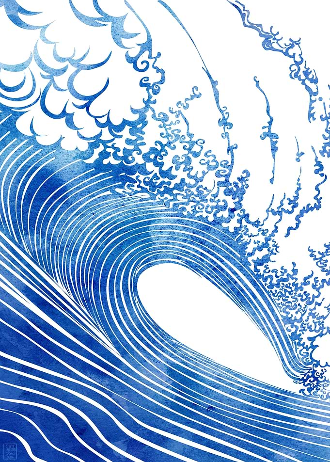 Blue Wave — A wave rendered in vector lines and waterco ...