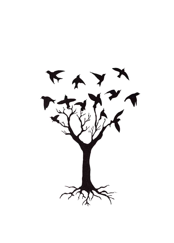 Illustration of tree and birds