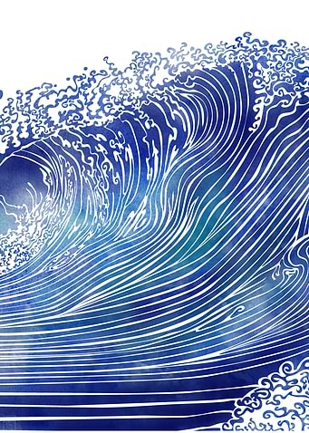 Pacific Waves — A wave rendered in vector lines and wat ...