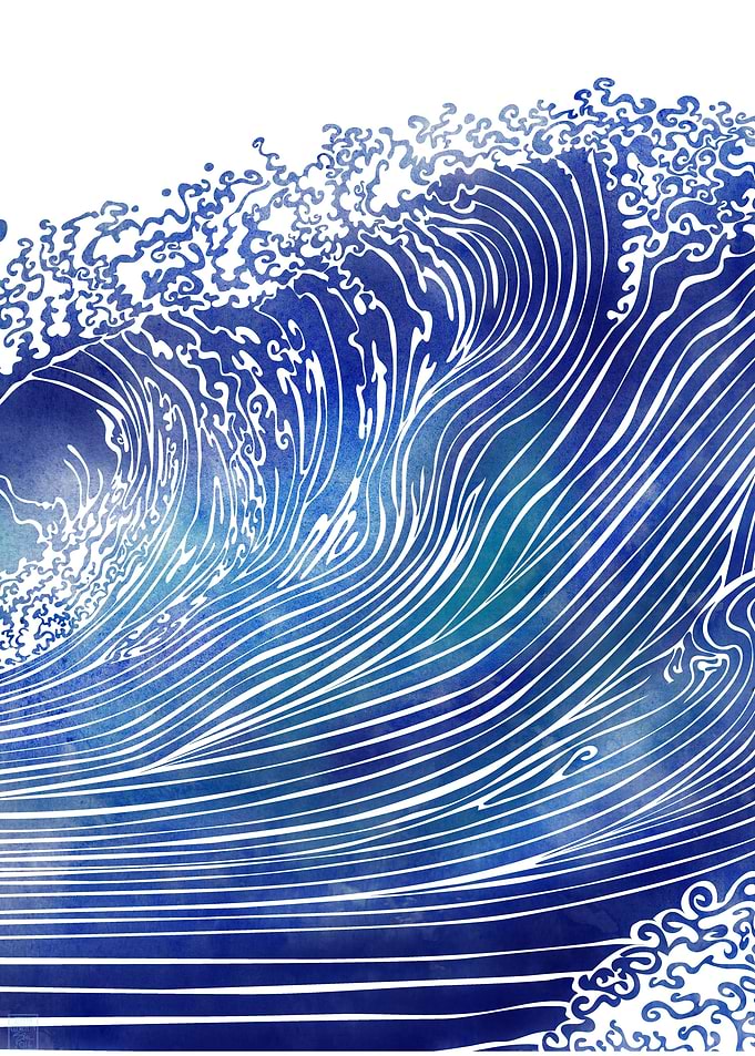 Pacific Waves — A wave rendered in vector lines and wat ...