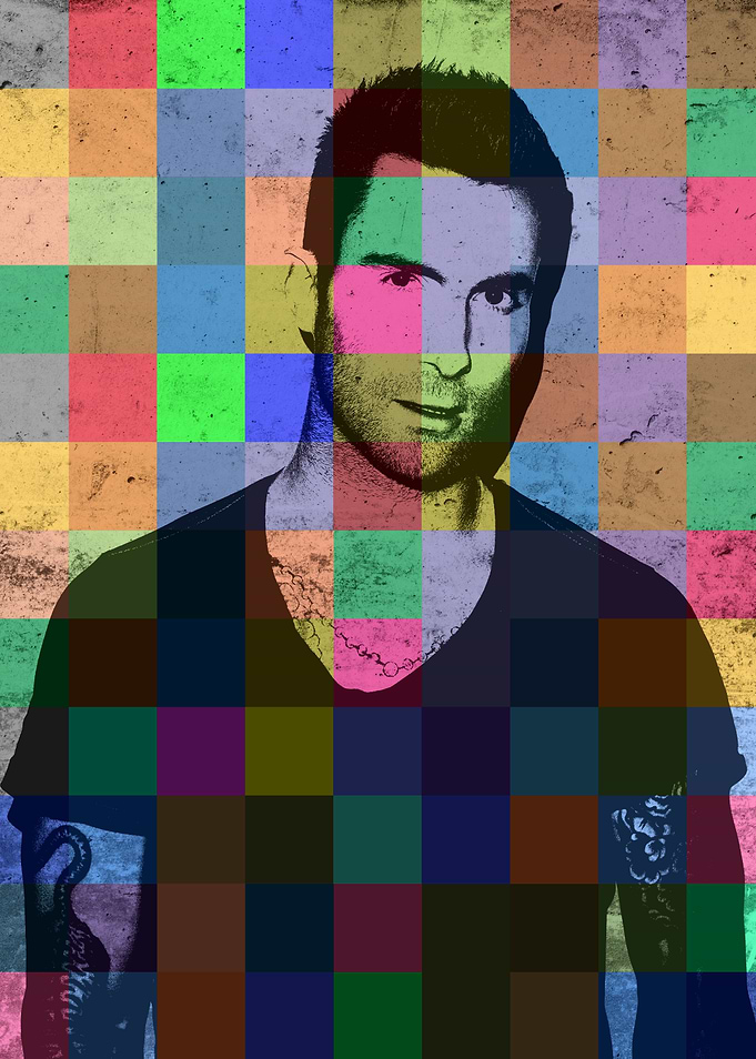 Adam Levine of Maroon 5 Patchwork Portrait.