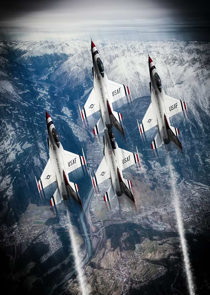 The US Air Force display team the Thunderbirds
